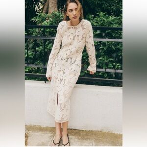 H&M Elegant Cream Lace Maxi Dress